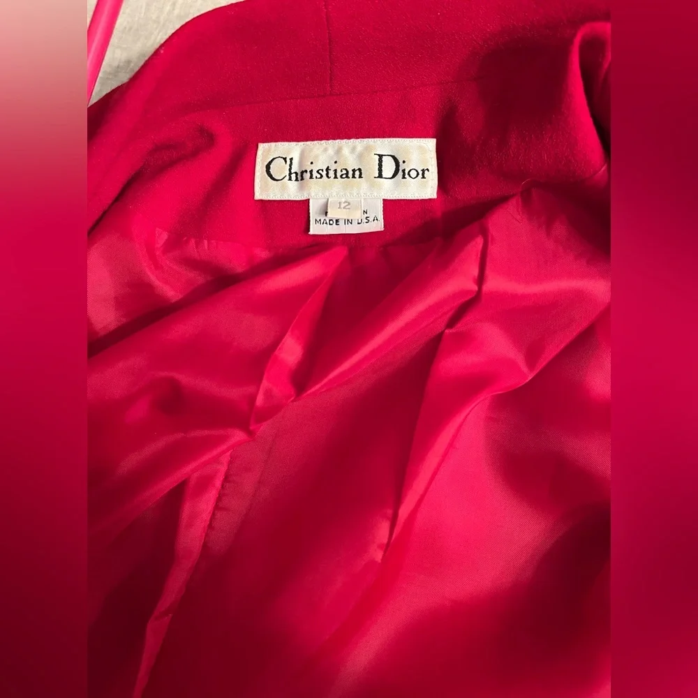 Vintage Red Christian Dior Blazer Size 12 100% Wool Made in USA